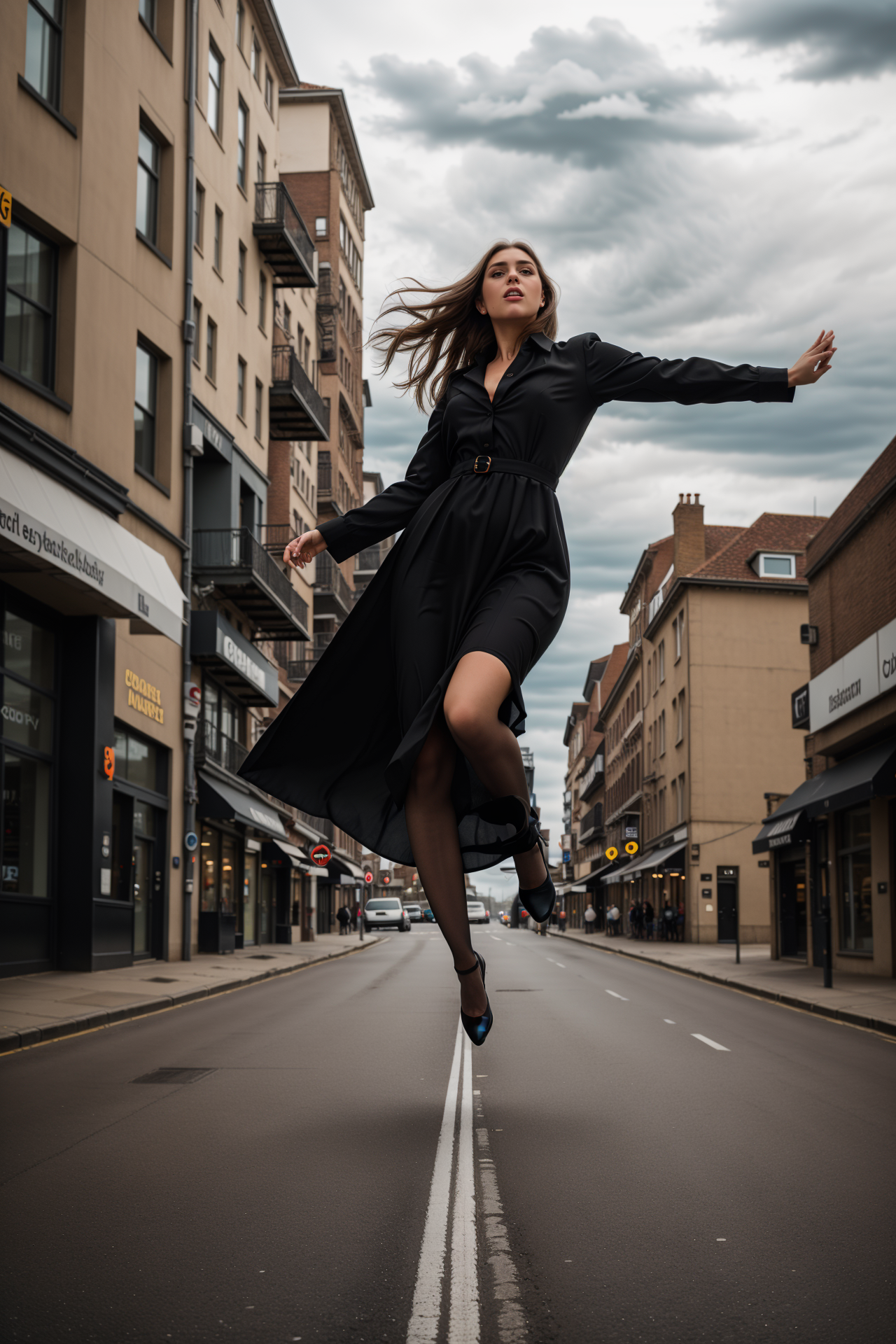 03054-2845774259-photography of giant woman floating in air,jumping,through high over street,solo,athletic body,open hands,long dress,black panty.png